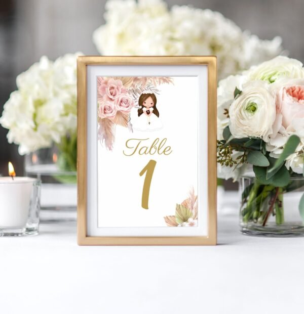 Boho First Holy Communion Seating Chart, Girl first communion, Editable seating chart, Printable, Boho First Communion, Pampas grass, FC15 - Image 5