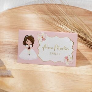 Girl First Communion Place cards, Printable Place Cards, Editable Template, Baptism, Instant download, Communion Table cards