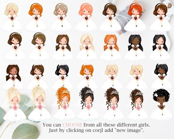 First Holy Communion Favor Tags Girl, printable tags, Communion Girl, Thank you tags communion, Greenery White flowers, Editable - Image 2