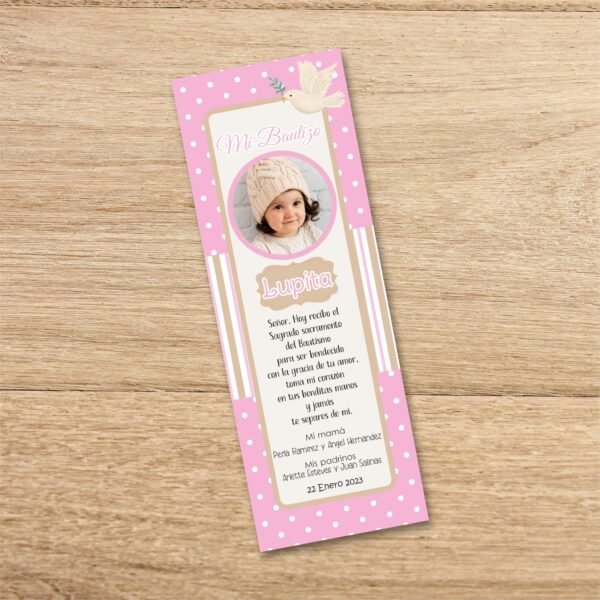 Girl Baptism Bookmark favors, Baptism Bookmark favors, Baptism card favors, Printable Bookmark, Pink, Editable Template