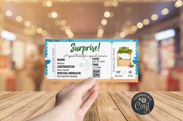 gift for her, gift for him, personalized gift, boarding pass gift, boarding ticket, plane ticket, birthday gift, editable template - Image 2