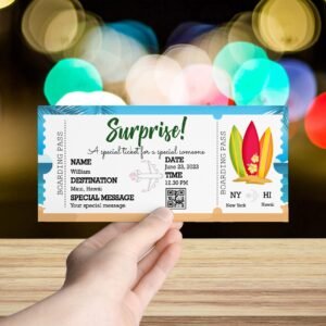 gift for her, gift for him, personalized gift, boarding pass gift, boarding ticket, plane ticket, birthday gift, editable template