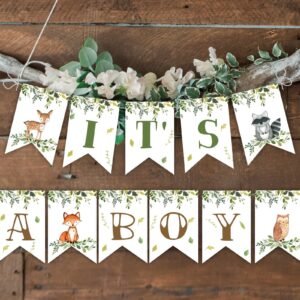Banner It's a Boy Woodland Baby Shower, Woodland Animals Baby Shower Decoration Boy Baby Shower, Printable banner, Instant download