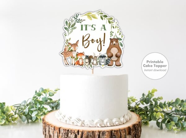 Banner It's a Boy Woodland Baby Shower, Woodland Animals Baby Shower Decoration Boy Baby Shower, Printable banner, Instant download - Image 5