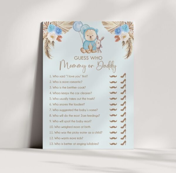 Teddy Bear Baby Shower Games Bundle, We Can Bearly Wait Baby Shower Games, Boho Baby Shower Games, Boy Baby Shower, Bingo Game - Image 3