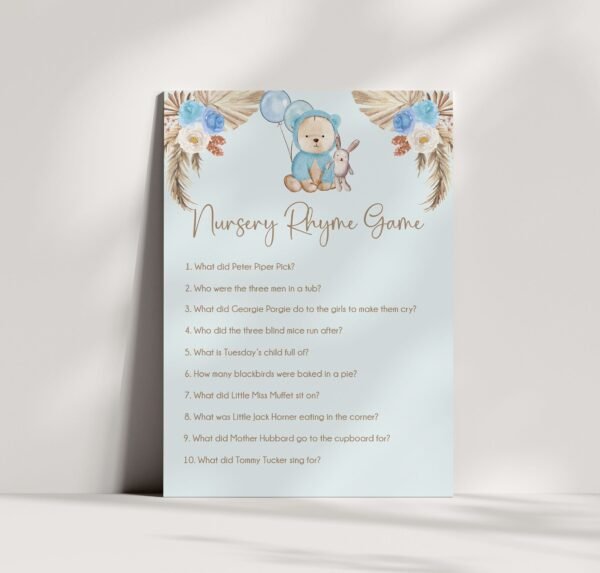 Teddy Bear Baby Shower Games Bundle, We Can Bearly Wait Baby Shower Games, Boho Baby Shower Games, Boy Baby Shower, Bingo Game - Image 4
