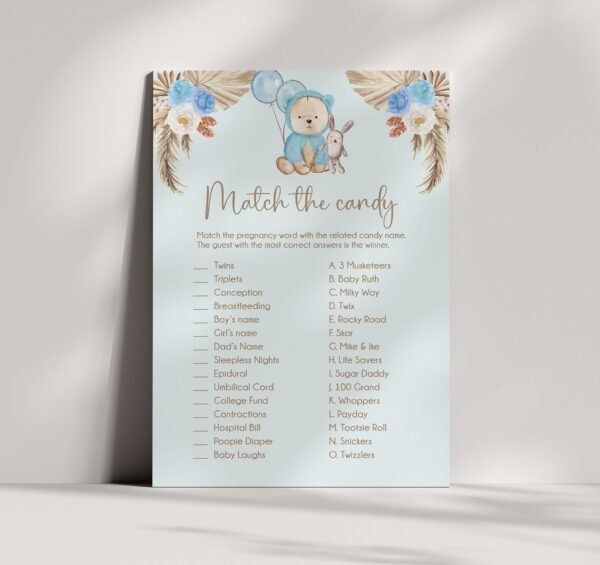 Teddy Bear Baby Shower Games Bundle, We Can Bearly Wait Baby Shower Games, Boho Baby Shower Games, Boy Baby Shower, Bingo Game - Image 5