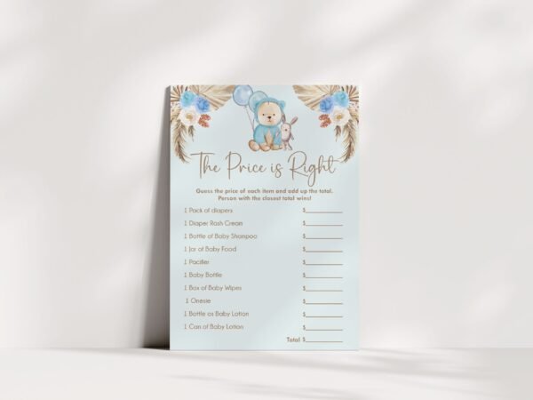 The Price is Right Teddy Bear Baby Shower Game, We Can Bearly Wait Baby Shower Game, Boho Baby Shower, Boy Baby Shower, Instant download - Image 3