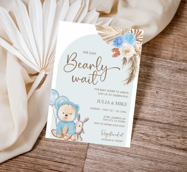 The Price is Right Teddy Bear Baby Shower Game, We Can Bearly Wait Baby Shower Game, Boho Baby Shower, Boy Baby Shower, Instant download - Image 4