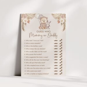 Teddy Bear Guess who mommy or daddy Baby Shower Game, We Can Bearly Wait mommy or daddy Game, Boho Baby Shower Game, Neutral Baby Shower