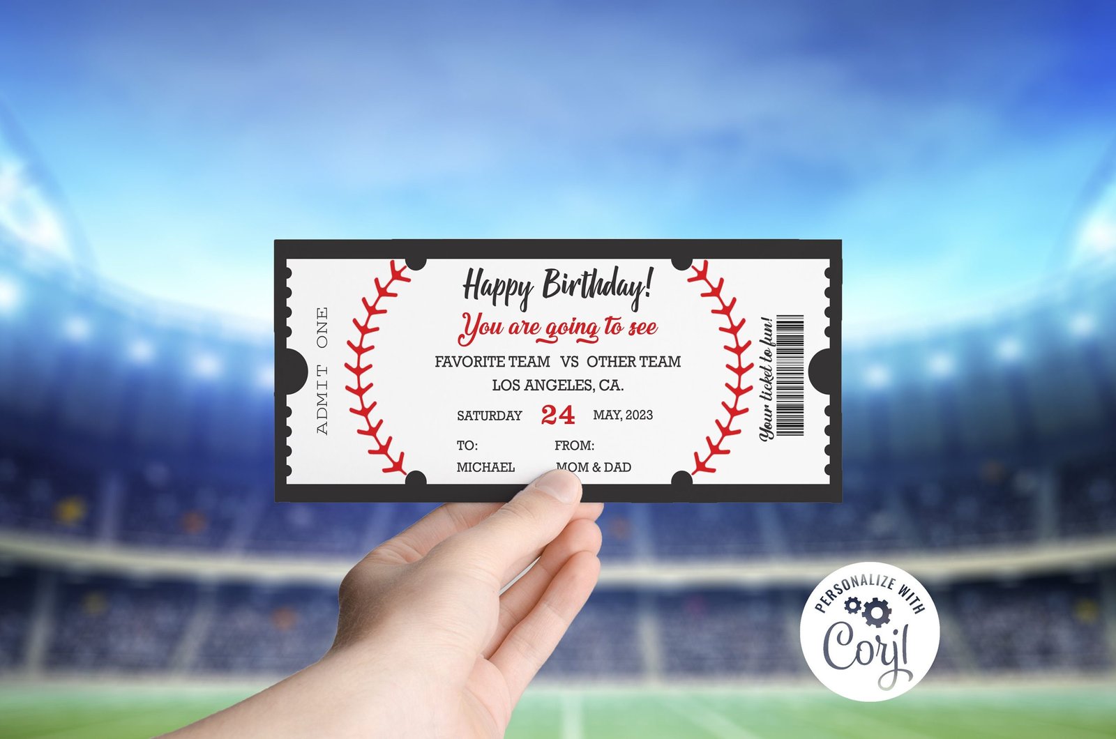 Baseball Ticket Template, Baseball gift, Baseball Team, Printable Gift Idea, Birthday Voucher Template, Birthday Gift, Birthday Coupons - Image 5