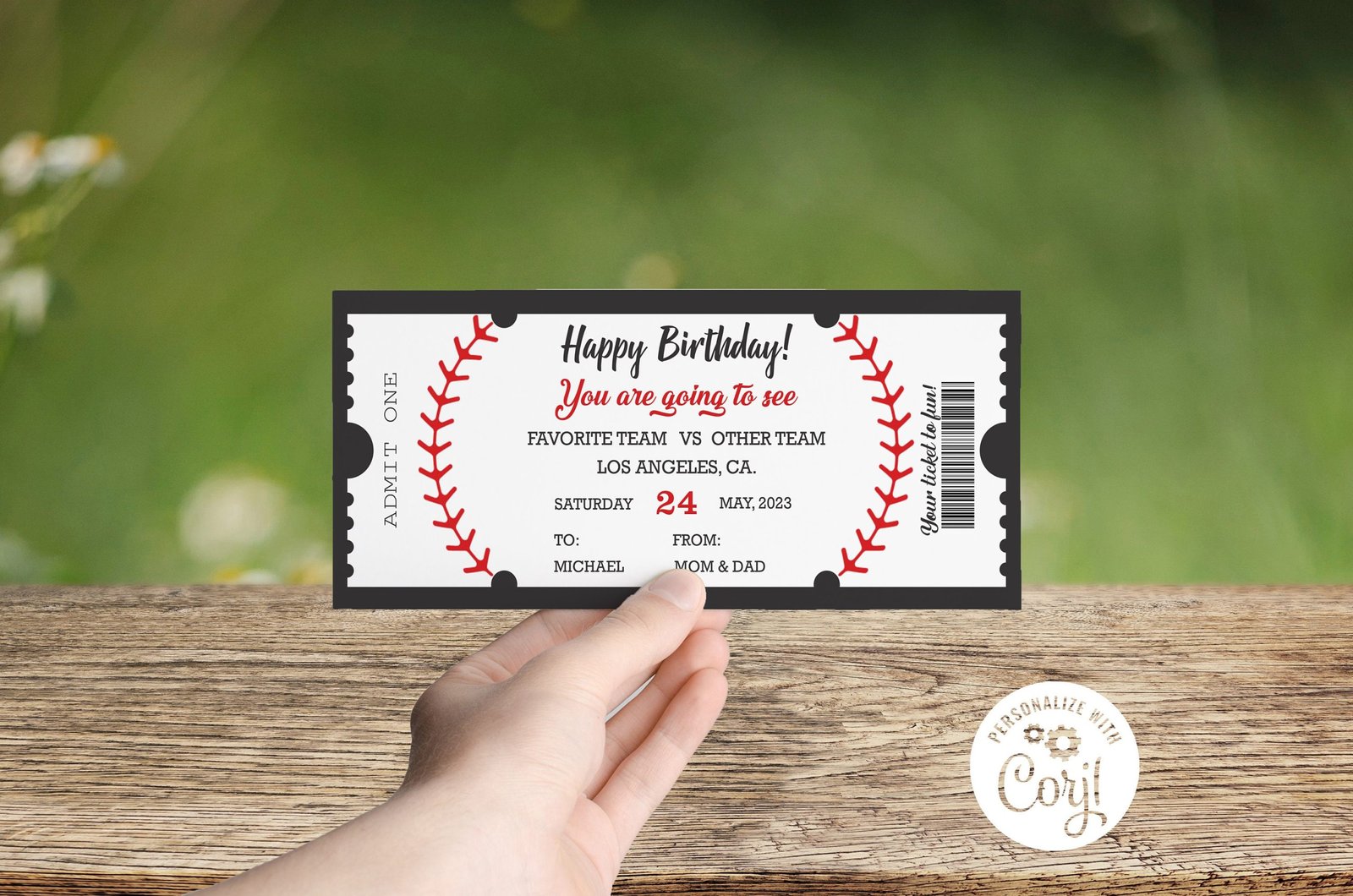 Baseball Ticket Template, Baseball gift, Baseball Team, Printable Gift Idea, Birthday Voucher Template, Birthday Gift, Birthday Coupons - Image 2