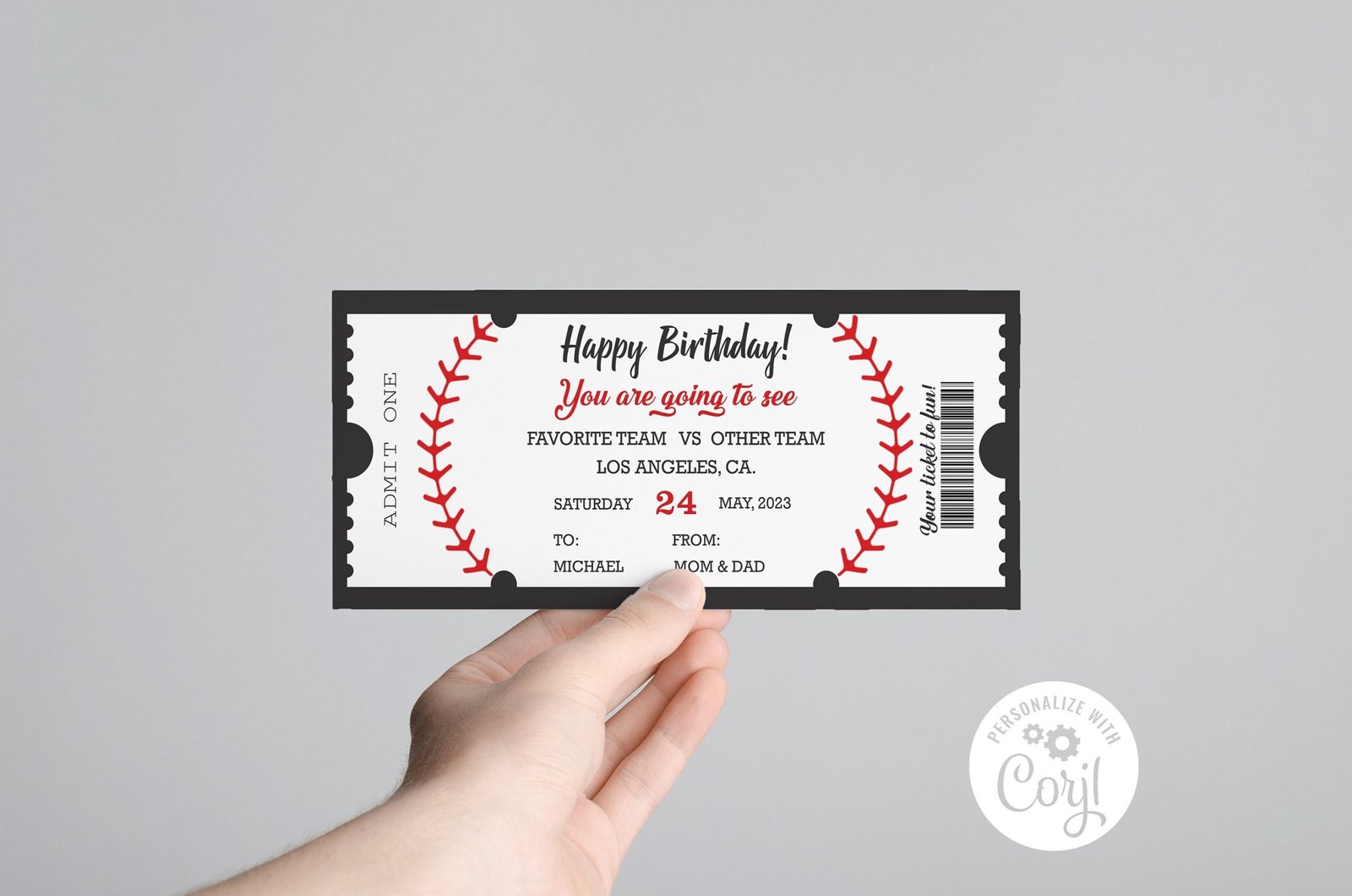 Baseball Ticket Template, Baseball gift, Baseball Team, Printable Gift Idea, Birthday Voucher Template, Birthday Gift, Birthday Coupons