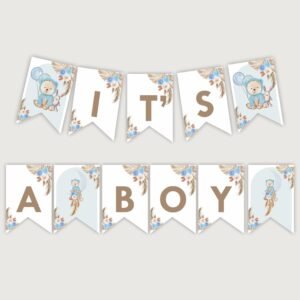 Banner It's a Boy Teddy Bear Baby Shower, Baby Shower Decoration, Boy Baby Shower, Printable banner, Instant download