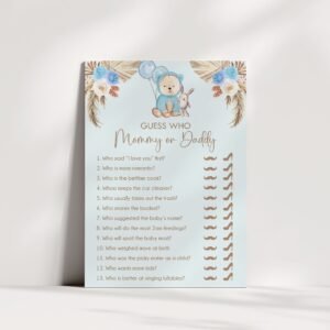 Guess who mommy or daddy Baby Shower Game, Teddy Bear Baby Shower game, We Can Bearly Wait Baby Shower Game, Boho Baby Shower Game