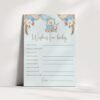 Wishes for Baby Teddy Bear Baby Shower Game, We Can Bearly Wait Baby Shower Game, Boho Baby Shower, Boy Baby Shower, Instant download