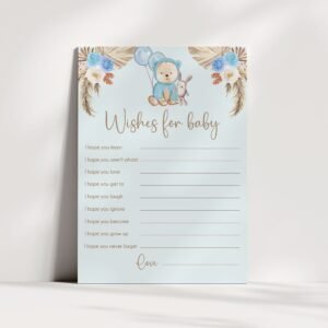 Wishes for Baby Teddy Bear Baby Shower Game, We Can Bearly Wait Baby Shower Game, Boho Baby Shower, Boy Baby Shower, Instant download
