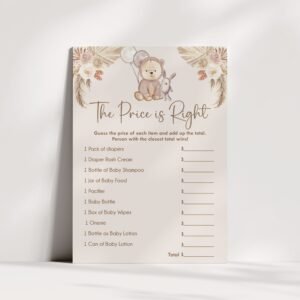 The Price is Right Teddy Bear Baby Shower Game, We Can Bearly Wait Baby Shower Game, Boho Baby Shower, Neutral Baby Shower, Instant download