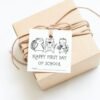 Woodland Animals Happy First Day of School Gift tag, Line Art Teacher Classroom School Tag, Back to school printable tag, Instant download - Image 2