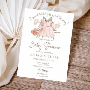 Girl Baby Shower Invitation, Boho Baby Shower Invitation Template, Girl Baby Clothes Shower Invite, Boho Rainbow, Editable template