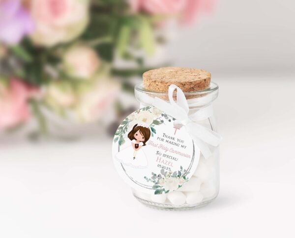 Boy or Girl First Holy Communion Bookmark, Greenery Neutral Communion, Printable Bookmarks, Communion favors, Floral watercolor, Editable - Image 5