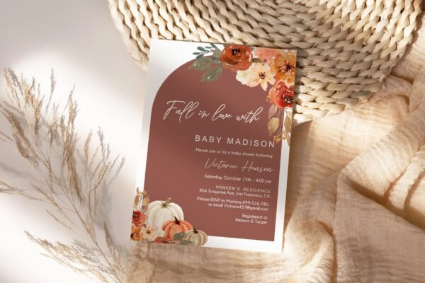 Pumpkin Baby Shower Invitation, Little Pumpkin Baby Shower, Fall Baby Shower Invitation, Autumn Baby Shower, Gender neutral, Editable BF104 - Image 3