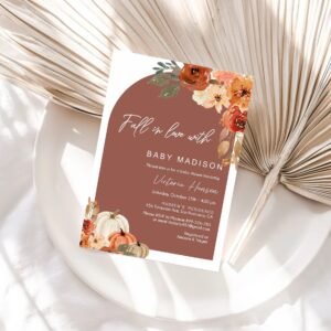 Pumpkin Baby Shower Invitation, Little Pumpkin Baby Shower, Fall Baby Shower Invitation, Autumn Baby Shower, Gender neutral, Editable BF104