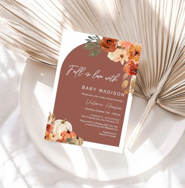 Pumpkin Baby Shower Invitation, Little Pumpkin Baby Shower, Fall Baby Shower Invitation, Autumn Baby Shower, Gender neutral, Editable BF104