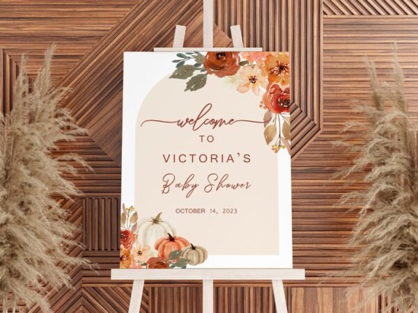 Fall Baby shower Menu template Pumpkin Gender neutral baby shower Printable Menu, Boy or Girl Baby Shower, Pumpkin menu card, 4x9, FALL101 - Image 6